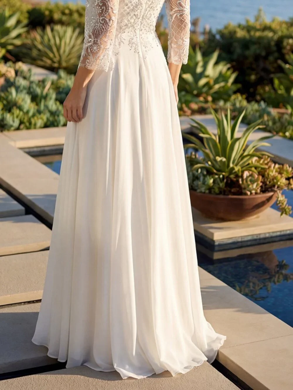 New Off White Wedding Dress w/ Sequins Embroidery & Layered Skirt JT M11-W - Picture 9 of 9